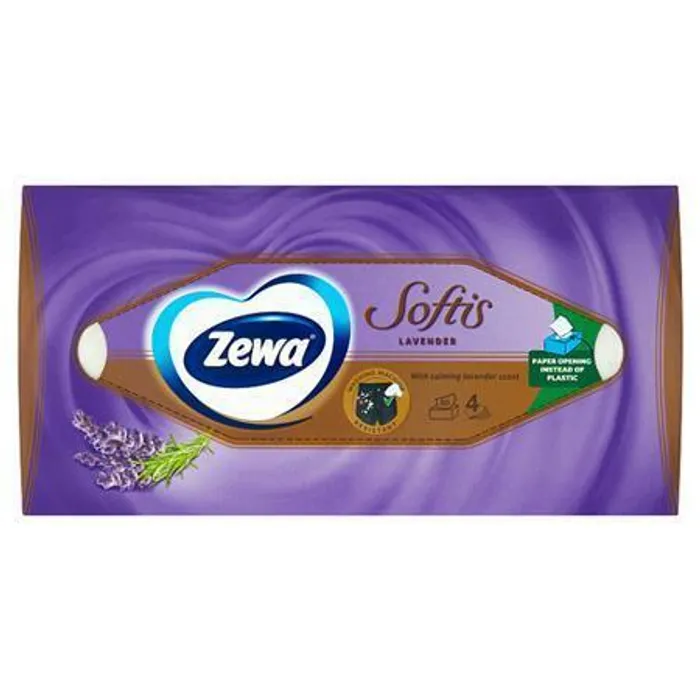 Hlavný obrázok produktu Kapesníky "Softis", levadule & pomeranč, krabice, 4 vrstvé, 80 ks, ZEWA