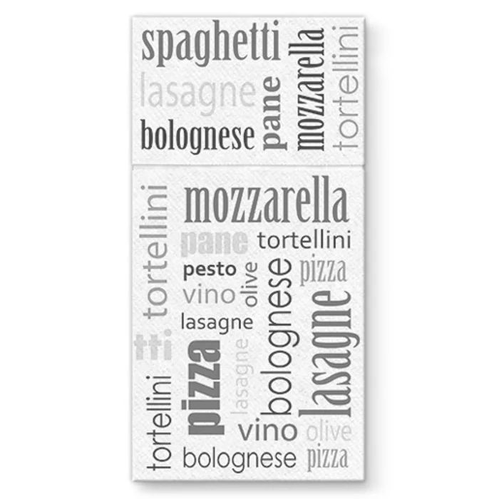 Hlavný obrázok produktu Kapsy na příbory PAW Airlaid 40x40cm Italian Food Bordeaux, 25 ks/bal