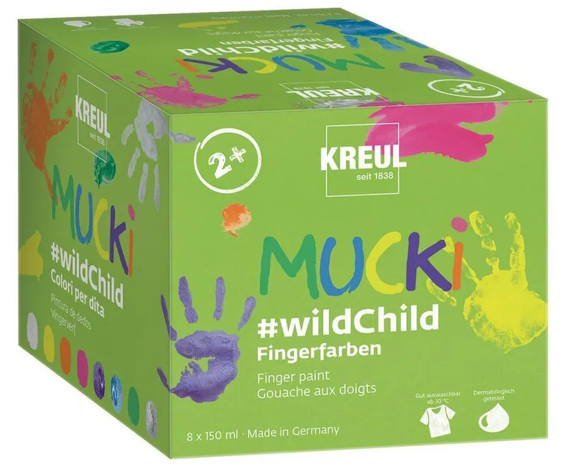 Hlavný obrázok produktu Sada prstových barev, "MUCKI Premium wildChild", 8 barev, 8x150ml, KREUL