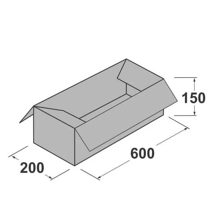Hlavný obrázok produktu Kartonová krabice 3vrstvá 600x200x150 mm
