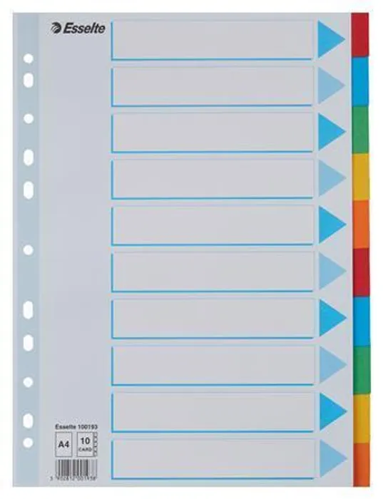 Hlavný obrázok produktu Kartonové barevné rozlišovače Esselte, A4, Mix barev
