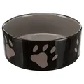 Keramická miska - hnedá / tmavo šedá + motív labky 0,3 l / o 12 cm