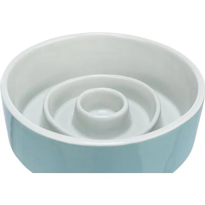 Hlavný obrázok produktu Keramická miska k pomalému krmení, kruhy, šedomodrá 0,9 l/ o 17 cm