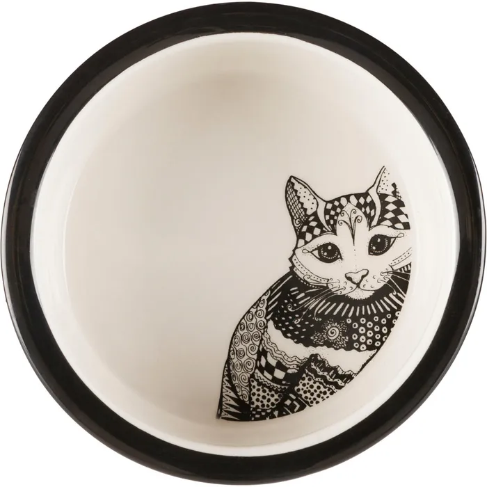 Hlavný obrázok produktu Keramická miska Zentangle pro kočky 0,3l/12 cm bílo/černá