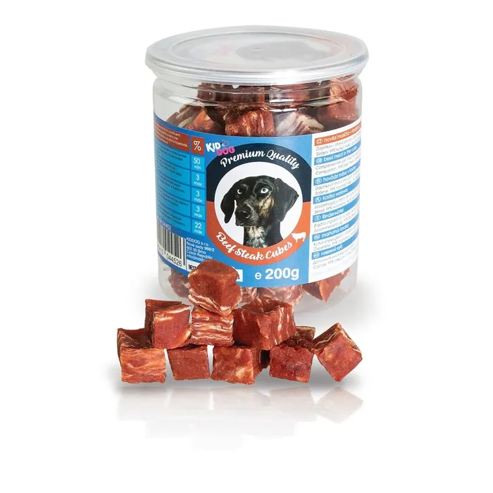 Hlavný obrázok produktu KIDDOG hovězí masíčko v kostičce - PREMIUM QUALITY 200 g dóza