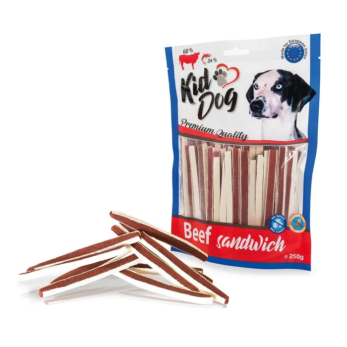 Hlavný obrázok produktu KIDDOG hovězí sendvič s treskou 250 g