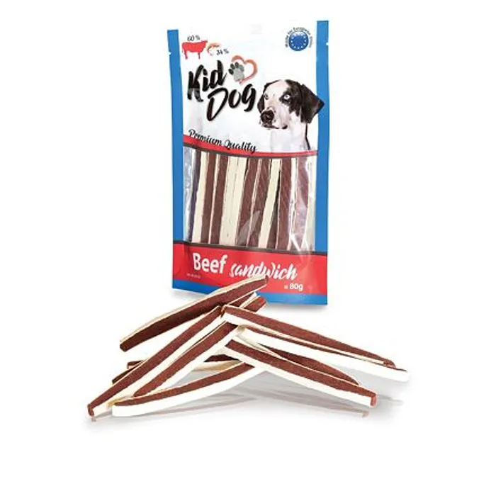 Hlavný obrázok produktu KIDDOG hovězí sendvič s treskou 80 g