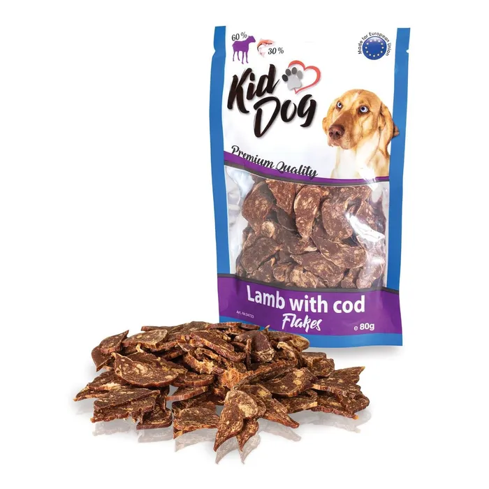Hlavný obrázok produktu KIDDOG jehněčí lupínky s mořskou treskou 80 g