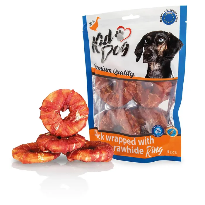 Hlavný obrázok produktu KIDDOG kachní masíčko na buvolím 9 cm kroužku (4 ks/bal.)