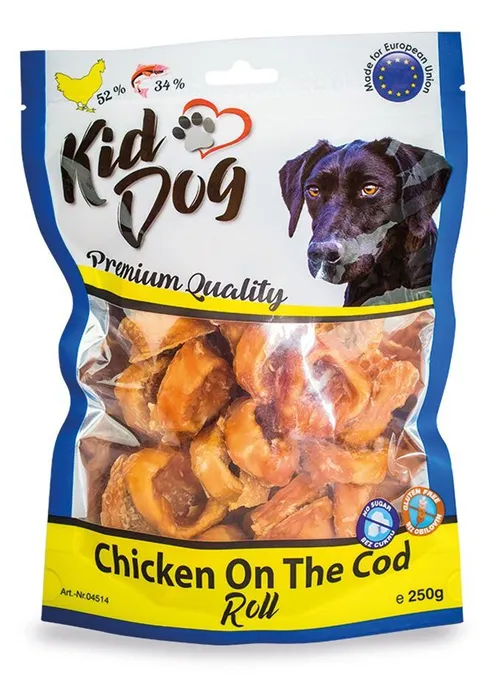 Hlavný obrázok produktu KIDDOG kuřecí masíčko na tresčí rolce 250 g
