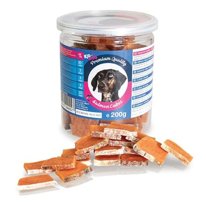 Hlavný obrázok produktu KIDDOG lososové masíčko v plátku - PREMIUM QUALITY 200 g dóza