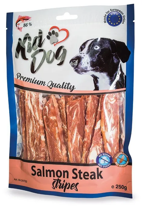 Hlavný obrázok produktu KIDDOG lososový steak v proužku 250 g