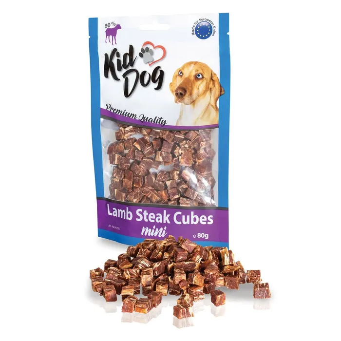 Hlavný obrázok produktu KIDDOG mini kostičky z jehněčího masíčka 80 g