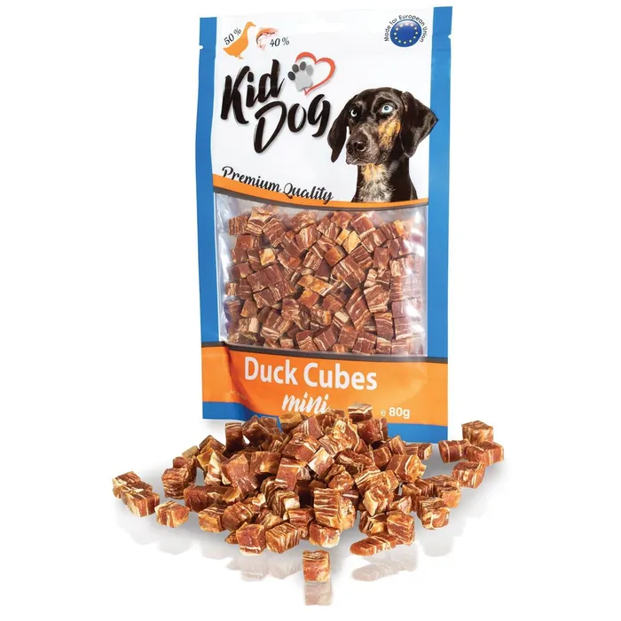 Hlavný obrázok produktu KIDDOG mini kostičky z kachního masíčka a tresky 80 g