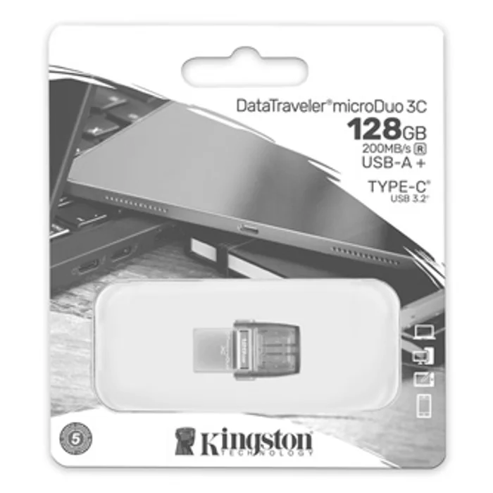 Hlavný obrázok produktu Kingston USB flash disk OTG, USB 3.0 (3.2 Gen 1), 128GB, Data Traveler microDuo3 G2, stří