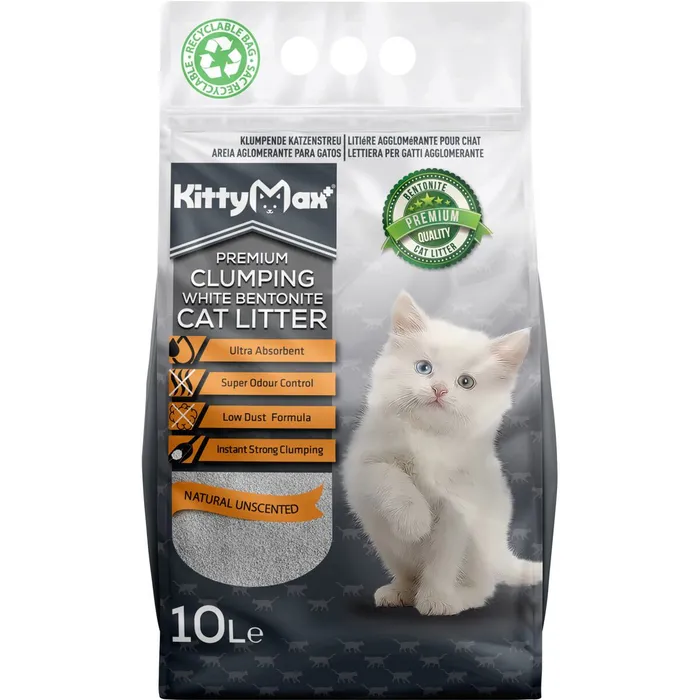 Hlavný obrázok produktu KITTYMAX hrudkující, bezprašný bílý bentonit 10 l