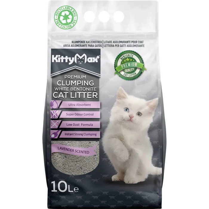 Hlavný obrázok produktu KITTYMAX hrudkující, bezprašný bílý bentonit LAVENDER 10 l