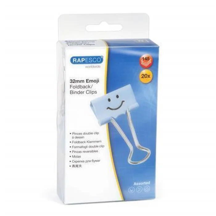 Hlavný obrázok produktu Klipy na dokumenty "Emoji", modrá, 32 mm, RAPESCO