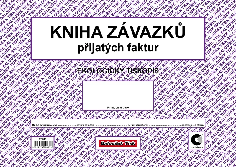 Hlavný obrázok produktu Kniha závazků přijatých faktur ET340