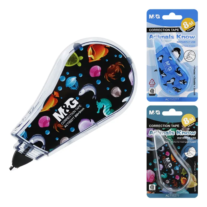 Hlavný obrázok produktu Korektor páska M&G Animals Know 5mm x 8m na blistri, mix