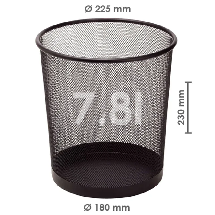 Hlavný obrázok produktu Koš drátěný na odpadky, černý, 7,8l
