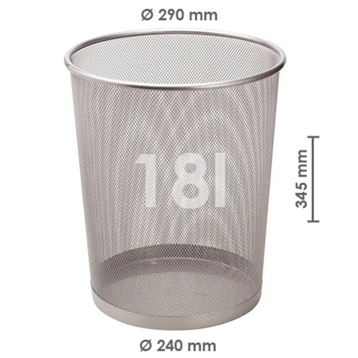 Hlavný obrázok produktu Koš drátěný na odpadky, stříbrný, 18 l