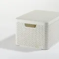 Ďalší obrázok produktu Košík, umelý ratan, s vekom, 30 l, krémový, CURVER