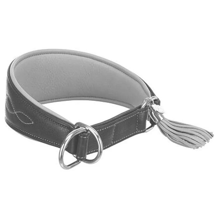 Hlavný obrázok produktu Kožený obojek ACTIVE Comfort pro chrty - černá/šedá S-M:33-42cm/60mm