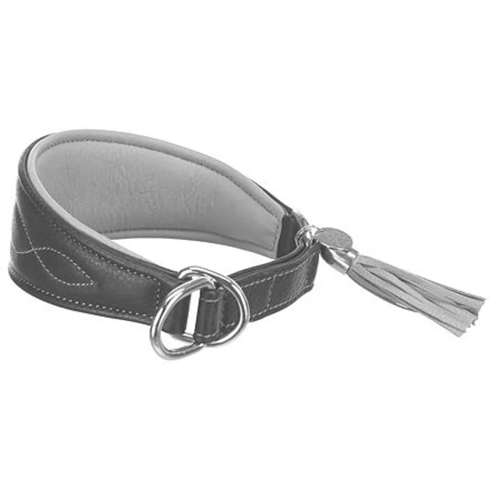 Hlavný obrázok produktu Kožený obojek ACTIVE Comfort pro chrty - černá/šedá XS-S:24-31cm/50mm