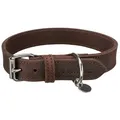 Kožený obojok RUSTIC - tmavo-hnedá M: 37-44cm/25mm