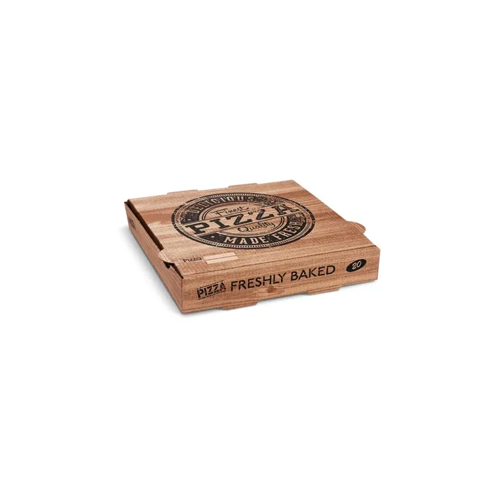 Hlavný obrázok produktu Krabice na pizzu (mikrovlnitá lepenka) kraft 20 x 20 x 4 cm [100 ks]