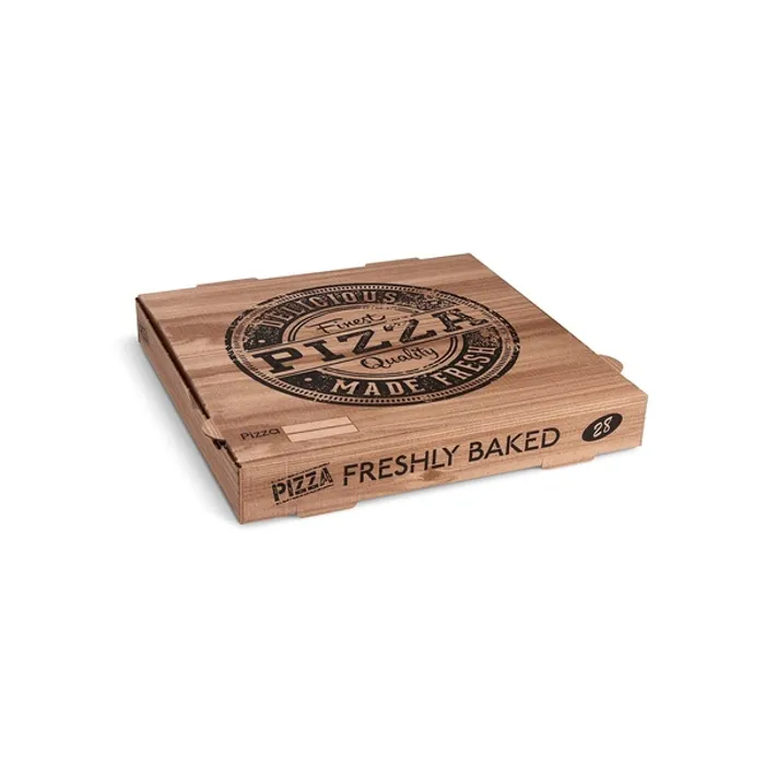 Hlavný obrázok produktu Krabice na pizzu (mikrovlnitá lepenka) kraft 28 x 28 x 4 cm [100 ks]