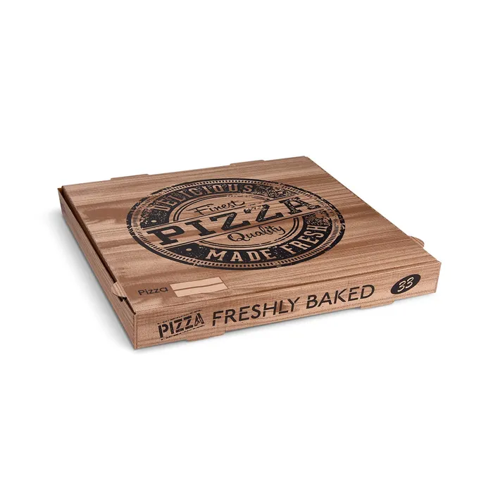 Hlavný obrázok produktu Krabice na pizzu (mikrovlnitá lepenka) kraft 33 x 33 x 4 cm [100 ks]