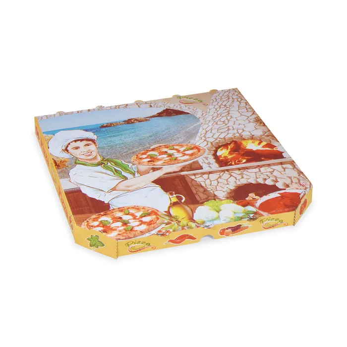 Hlavný obrázok produktu Krabice na pizzu z vlnité lepenky 33 x 33 x 3 cm [100 ks]