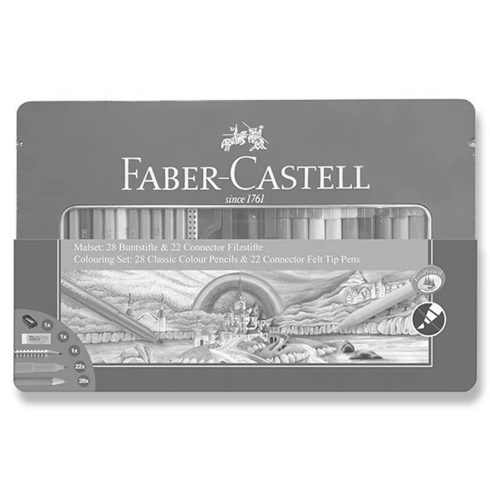 Hlavný obrázok produktu Kreativní sada Faber-Castell - fixy Connector a pastelky 50 kusů
