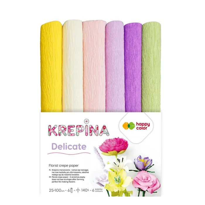 Hlavný obrázok produktu Krepový papír Happy Color 25x100 cm - mix 6 barev Delicate