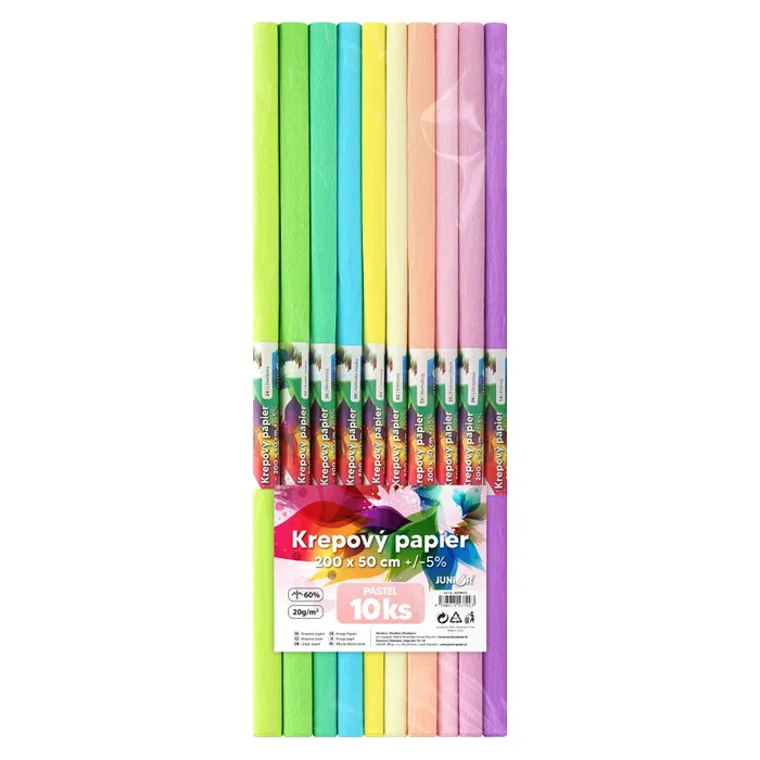 Hlavný obrázok produktu Krepový papír - sada PASTEL 10 ks, 50x200 cm