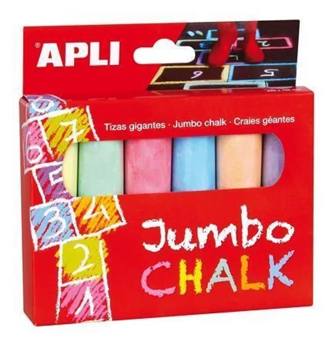 Hlavný obrázok produktu Křídy, 6 barev, kulaté, jumbo, APLI