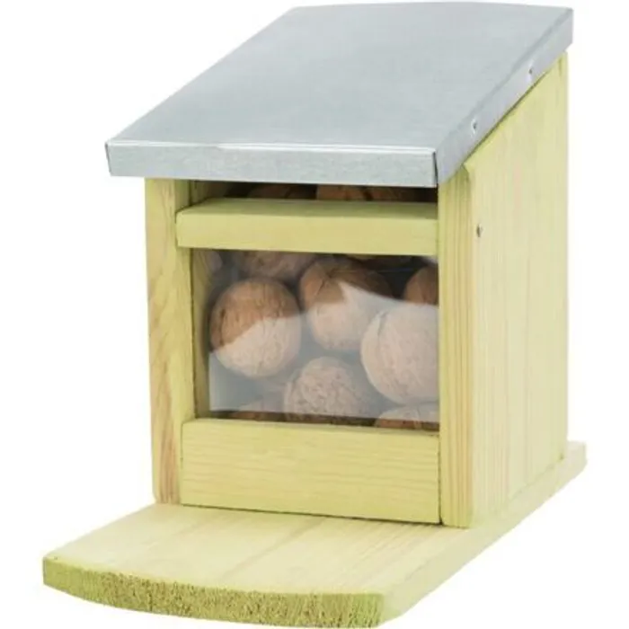 Hlavný obrázok produktu Krmná stanice pro veverky 12 x18 x 24 cm, přírodní borové dřevo/kov