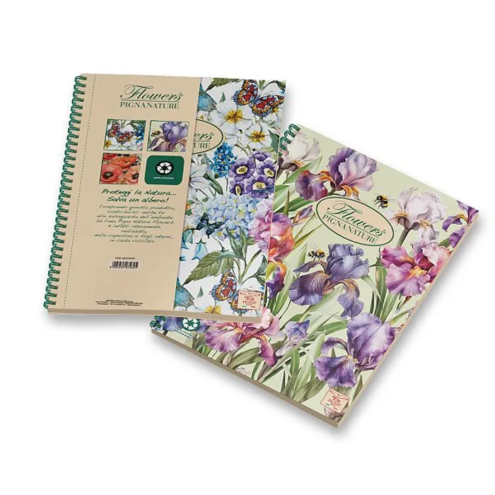 Hlavný obrázok produktu Kroužkový blok Pigna Nature Flowers A4, čtverečkovaný, 135 listů, mix motivů