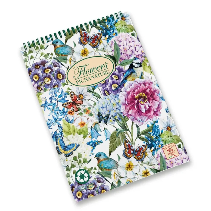 Hlavný obrázok produktu Kroužkový blok Pigna Nature Flowers A5, čtverečkovaný, 50 listů, mix motivů