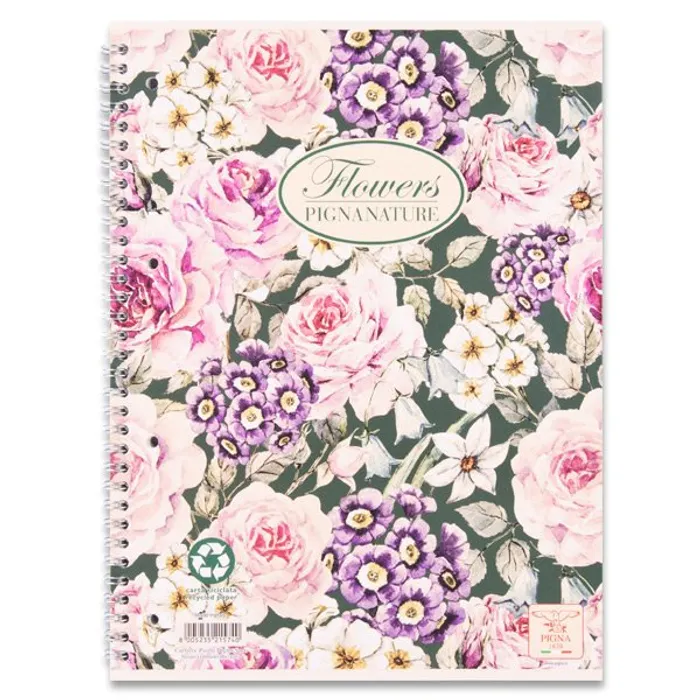 Hlavný obrázok produktu Kroužkový blok Pigna Nature Flowers A5, čtverečkovaný, 60 listů, mix motivů
