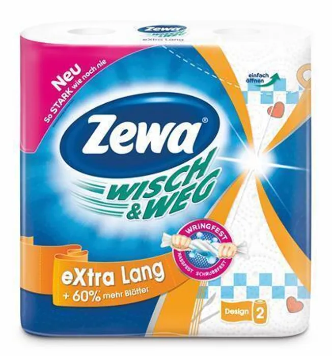 Hlavný obrázok produktu Kuchyňské utěrky "Wisch&Weg extra lang", 2vrstvé, 2 role, ZEWA