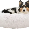 Ďalší obrázok produktu Okrúhly pelech HARVEY o 50 cm, hebký poťah s dlhým vlasom, biela/ružová