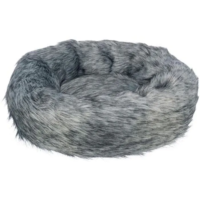 Hlavný obrázok produktu Kulatý pelech YELINA 55 cm dlouhý plyšový vlas, černá/šedá
