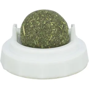 Guľôčka Catnipu v samolepiacom držiaku, 5 cm, biela/zelená
