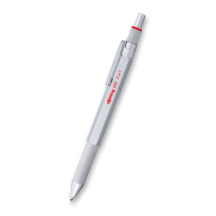 Hlavný obrázok produktu Kuličková tužka Multipen Rotring 600 Silver 3 v 1 ,3 barvy + mechanická tužka 0,5mm