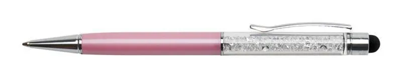 Hlavný obrázok produktu Kuličkové dotykové pero s bílými krystaly "MADE WITH SWAROVSKI ELEMENTS",, růžová, 14 cm