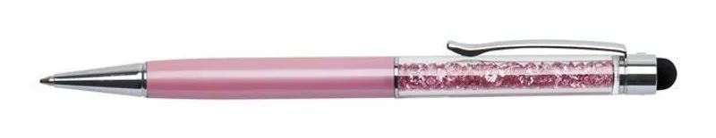 Hlavný obrázok produktu Kuličkové dotykové pero s růžovými krystaly "MADE WITH SWAROVSKI ELEMENTS", růžová, 14 cm