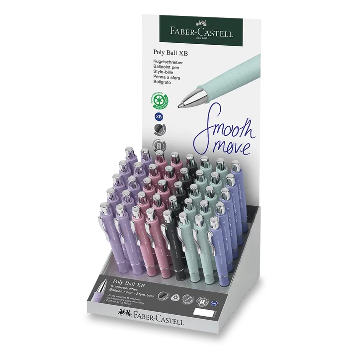 Hlavný obrázok produktu Kuličkové pero Faber-Castell Poly Ball Silver stojánek, 40 ks